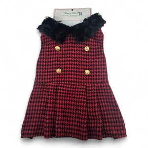 Harry Barker Dog‎ Plaid Sweater Dress Faux Fur Collar Size Medium NEW